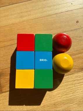 Colorful Magnetic Wooden Stacking Blocks and Balls - 8 pieces